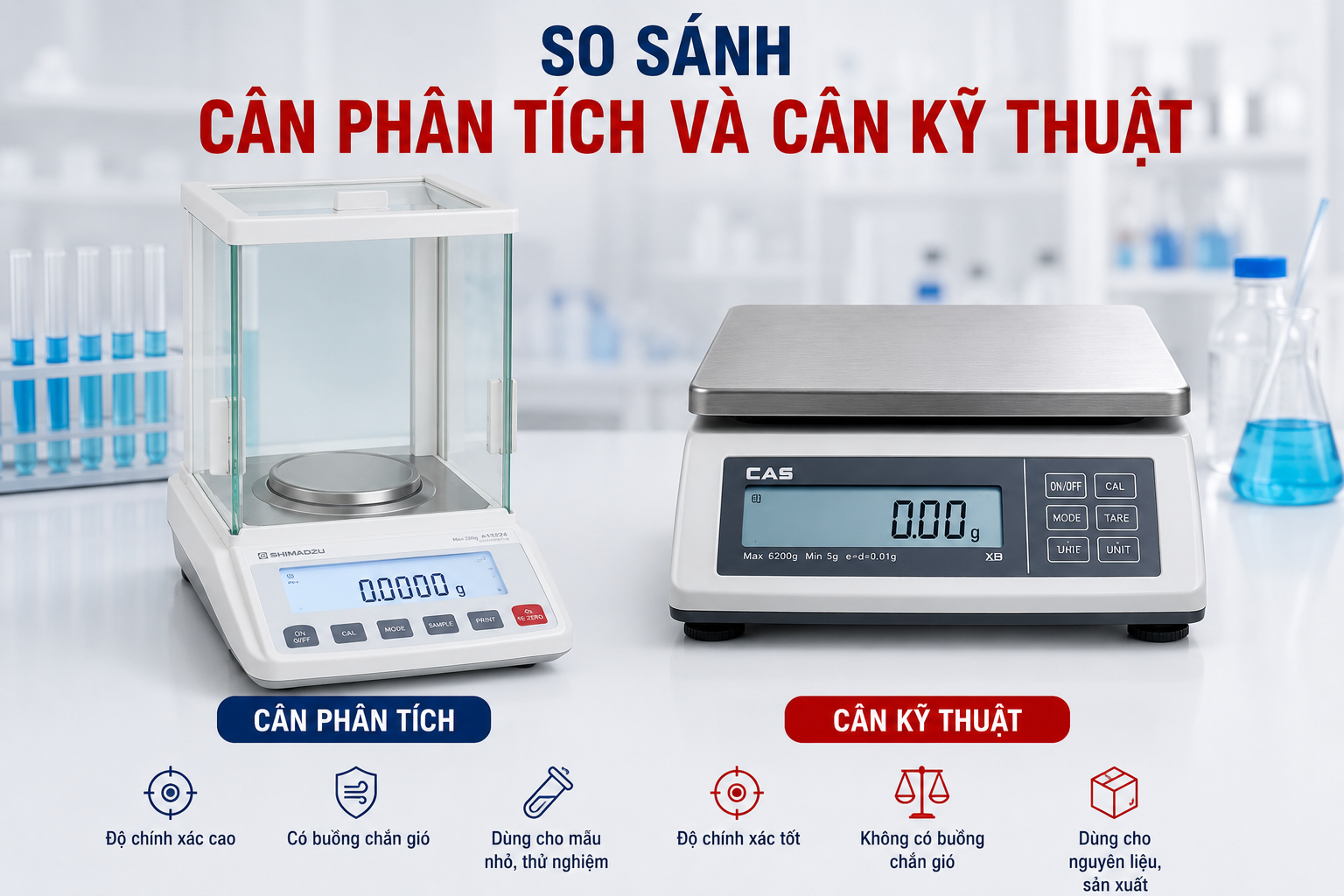 So sánh cân phân tích và cân kỹ thuật
